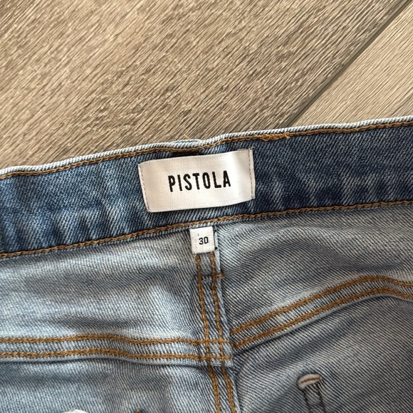 Pistola Lennon High Rise Crop Straight Leg Distressed Jeans Light Wash Size 30 - Picture 3 of 5